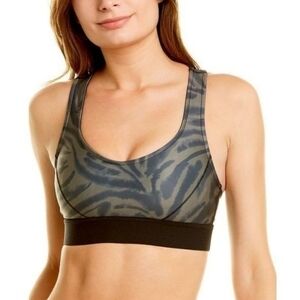 Good American Double Knit Racerback Sports Bra Green Sea Turtle Zebra Print Nwt